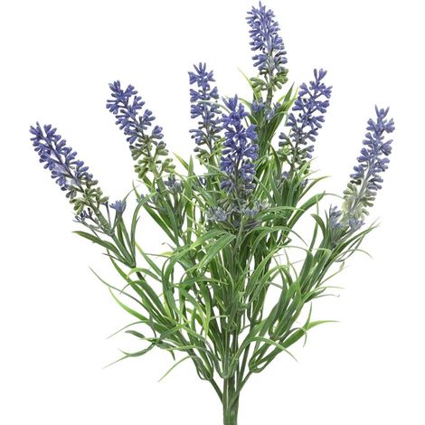 Kaemingk – Branche de lavande artificielle Everlands à 7 épis – Vert et lilas lavande, 33 cm (1/2)