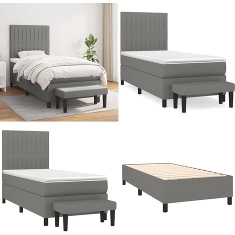 Boxspringbett mit Matratze Dunkelgrau 90x200 cm Stoff - Boxspringbett - Doppelbett - Bettenrahmen - Schlafraum - Wohnbereich - Home & Living (1/5)