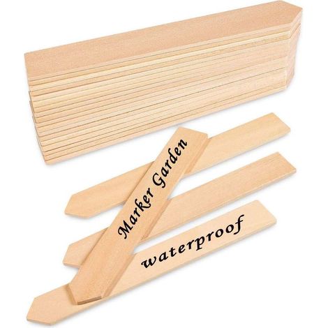 50Pcs Étiquettes de Plantes en Bois avec, Pointu Signe de la Plante Imperméable Écologiques Marqueurs de Jardin pour Semences Herbes Fleurs Légumes (15 x 2 cm) (1/5)