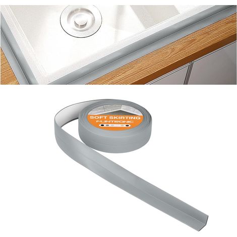Joint Salle de Bain, 5m20mm (10+10mm) Bande Etancheite Autocollante, Ruban D'étanchéité Auto-Adhésif en PVC pour Baignoire, Salle de Bain, Cuisine, Anti-moisissure, Calfeutrage(Gris) (1/5)