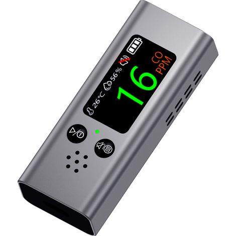 Detector de CO multifuncional 3 en 1 LIFCAUSAL, medidor portátil de monóxido de carbono, humedad y temperatura con pantalla TFT para camping, coche y viajes. (1/5)