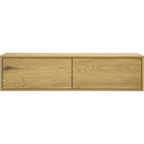 Meuble TV mural finition bois clair chêne L120 cm FLEXO (1/5)
