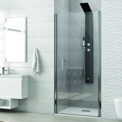 Porta battente doccia nicchia 80cm vetro trasparente 6mm KS2800N kamalu (1/4)