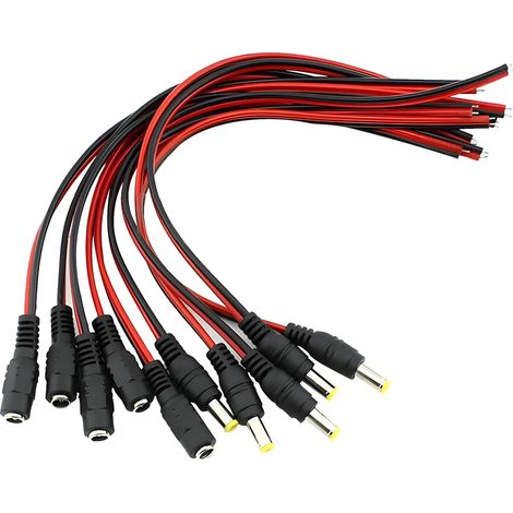 DC Alimentation Pigtail Cables, 5.5 X 2.1mm Câble D'alimentation CC 18AWG 12V 5A Mâle Femelle DC Connecteur pour Vidéo Surveiller Caméra Câble LED Strip Light (1/5)