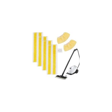 Lot de 4 tampons de rechange pour nettoyeur vapeur Karcher EasyFix SC2 SC3 SC4 SC5 - Microfibre lavable et réutilisable (4 tampons + 2 housses de serpillère) (1/5)