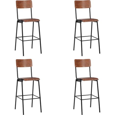 vidaXL Taburetes de cocina 4 unidades madera contrachapada y acero (1/5)