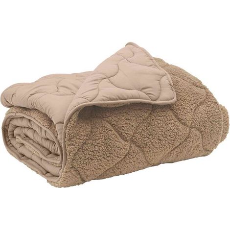 Couette d'hiver gris-brun en duvet, 135 x 200 cm, en microfibre et polaire peluche. (1/5)