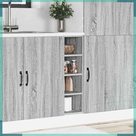 Meuble bas - Riga - Gris Sonoma - Bois d'ingénierie - 20 x 44,5 x 81,5 cm (1/5)