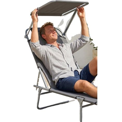 Tumbona, material textil, estructura metálica, 187 cm de largo x 58 cm de ancho x 36 cm de alto, respaldo ajustable en varias posiciones, parasol ajustable. (1/5)