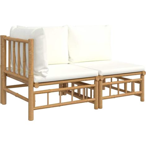 Maison Exclusive - 2-tlg. Garten-Lounge-Set mit Cremeweißen Kisse (1/5)