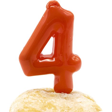 Numero 4 vela cumpleaños 6 cm Rojo (1/4)