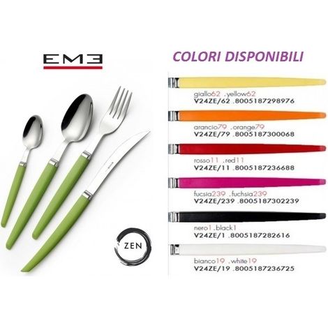Servizio di Posate da Tavola in Acciaio Zen Giallo Eme 24 pezzi (1/2)
