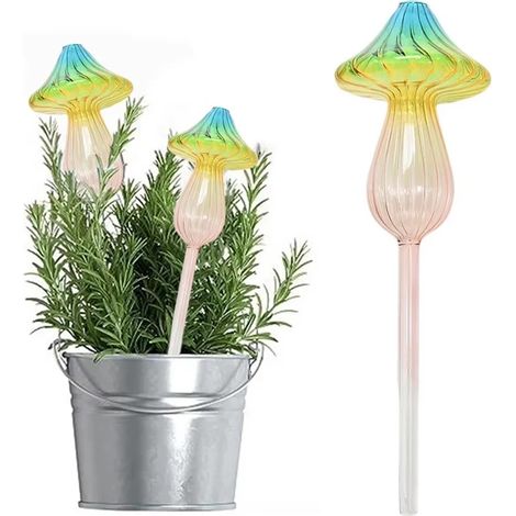 (1PCS)1PCS Dispositif d'arrosage automatique en verre en forme de champignon, système d'irrigation goutte à goutte pour plantes à fleurs de jardin d'intérieur (1/5)
