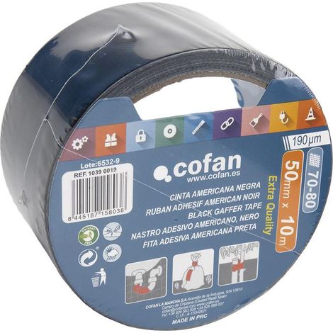 Cinta Americana Negra 190 Micras 50 mm x 10 M