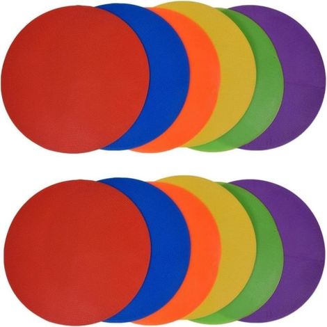 Irovami Marqueurs ronds en vinyle souple antidérapants pour cours d'EPS, activités et jeux en classe, 6 couleurs. Lot de 12. (1/5)