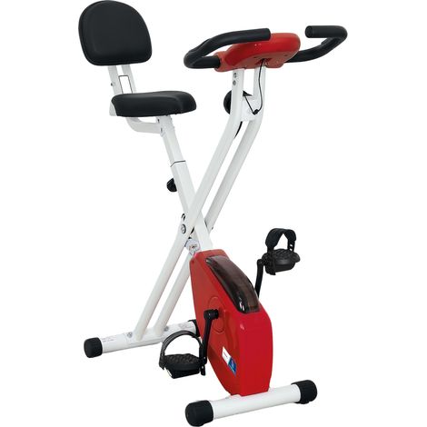 Vélo d'appartement pliable 8 niveaux résistance dossier selle réglable rouge