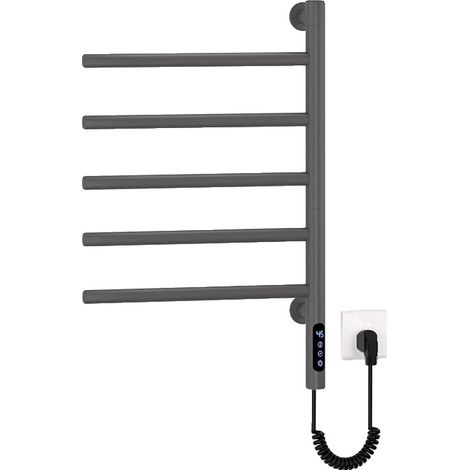 Porte-serviettes chauffant, Contrôles tactiles intelligents, Température réglable, Gris Foncé, 220V, UE (1/2)