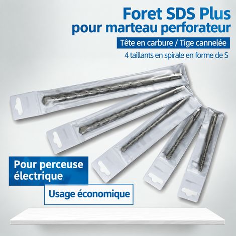 Foret béton SDS Plus, foret à queue ronde 4 cannelures 5x100/160, Ø 5 mm (série 110, 160, 210, 260, 310, 460 mm), 10 × 2 × 5 cm, 250 g – Livraison gratuite (1/5)