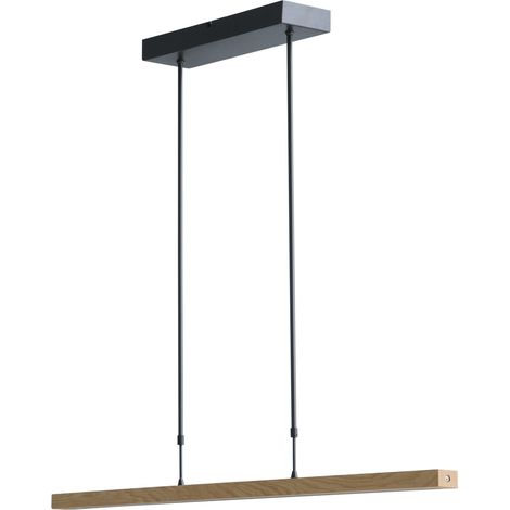 Lampe suspendue Oak nickel noir avec bois 104cm - 2785-81-NA-P-DW