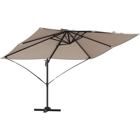 Parasol de jardin,Parasol Roma à Bras Déporté Taupe et Noir 352 x 251 x 260 cm CFW54704 (1/5)