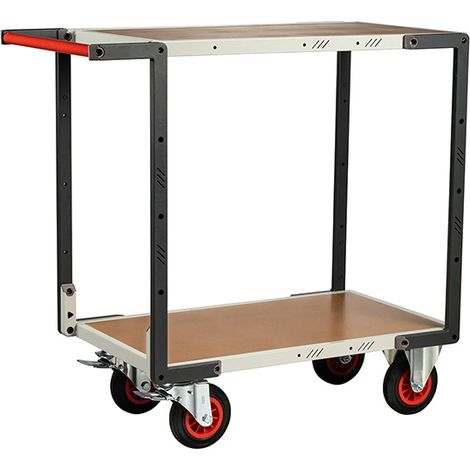Servante atelier 2 plateaux médium 850x495mm - 1 poignée - 400kg - Roues caoutchouc Ø160mm - 884721232 (1/3)