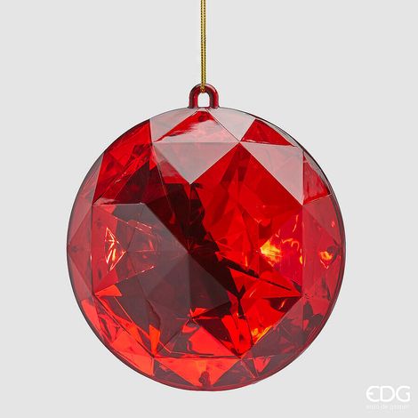 EDG Enzo De Gasperi Decoro Diamante Rotondo di Natale da Appendere D 16 Cm L 8,5 Cm Pp Red