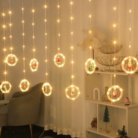 LED-Ringlichterkette – Lichterkette für den Weihnachtsbaum – Weihnachtsbeleuchtung – Runde Lichterkette, warmweiß – Wasserdichtes Batteriefach, 8 Beleuchtungsmodi + Fernbedienung