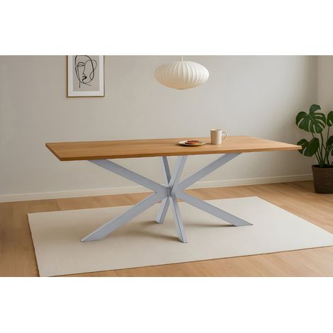 Esstisch Baumkante massiv Eiche geölt 200 x 100 cm Spider-Gestell silber SALVADOR (1/5)