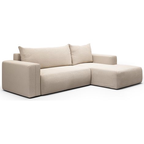 Canapé d'angle convertible droite 3 places coffre Bliss Beige (1/5)