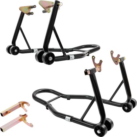 Support Moto Combiné, 0,39 T, Fourche Avant et Bras Oscillant, Compatible Yamaha Honda Kawasaki Suzuki, Noir (1/5)