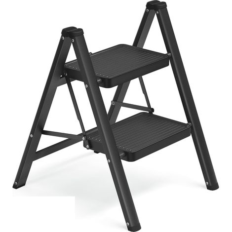Escabeau Pliable, Marchepied 2 Marches, Échelle en Acier (1/5)