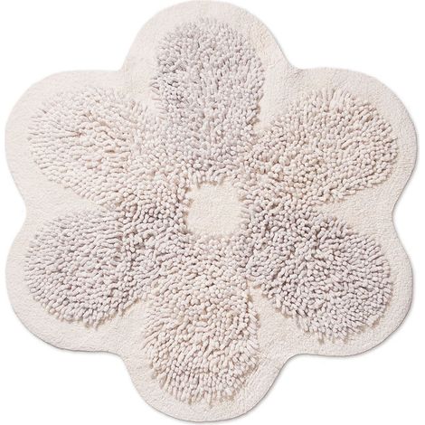 Tappeto A Fiore Casa Bagno Cotone Spugna Morbida Antiscivolo Flower Avorio (1/5)