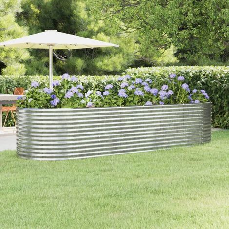 Hochbeet Verzinkter Stahl 322x100x68 cm Silbern