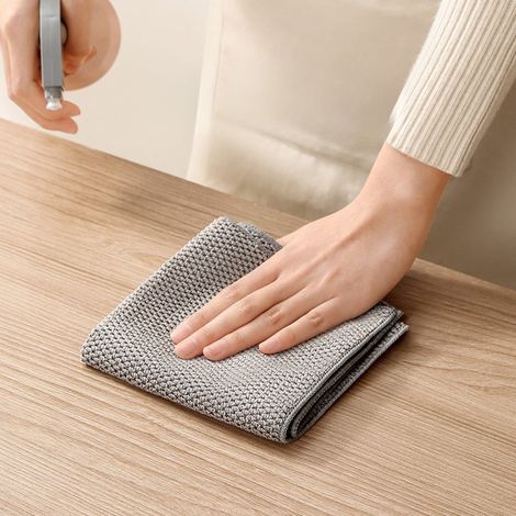 Chiffon De Cuisine - Microfibre Épaisse - Absorbant - Pour Usage Humide Ou Sec - 30 x 30 cm - Gris - 1 Pièce (1/5)