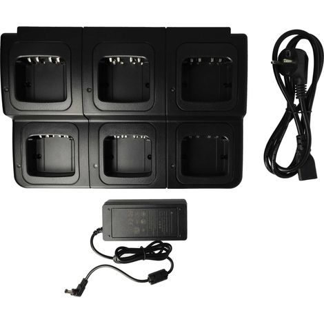 vhbw 6-fach Ladegerät kompatibel mit Motorola PMNN441, PMNN4415, PMNN4412 Funkgerät-Akkus - Ladestation + Netzteil (1/4)