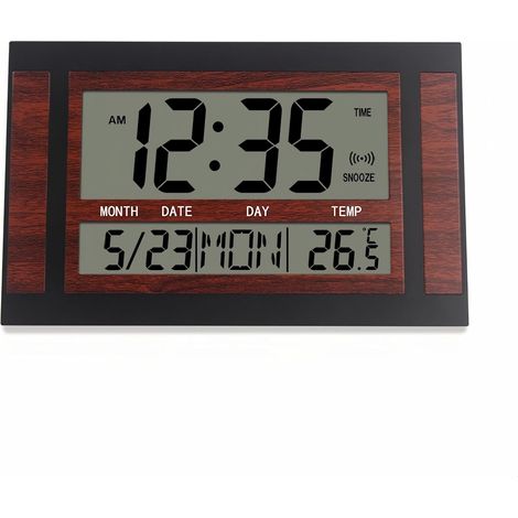 Réveil Digital Multifonctionnel, Affichage de la Température, du Jour de la Semaine et du Week-End, de la Date et de la Semaine, Snooze Silencieux, Fonctionne avec des Piles (1/5)