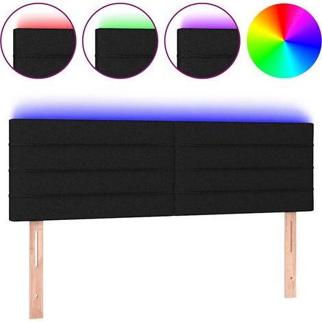 Cabecero con LED de tela negro 144x5x78/88 cm vidaXL