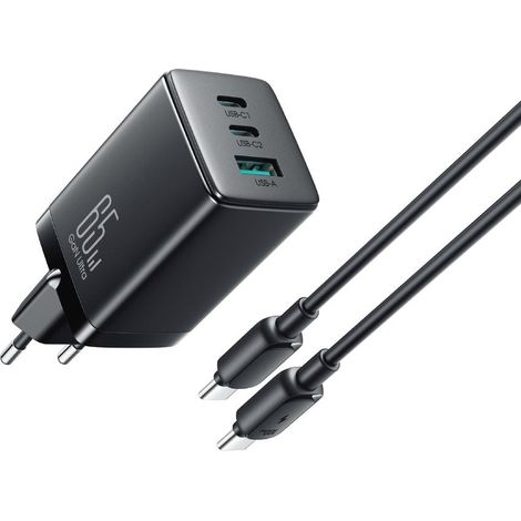 Cargador rápido NEXTBATT GaN Ultra de 65 W, con cable USB-C, 100 W - Negro