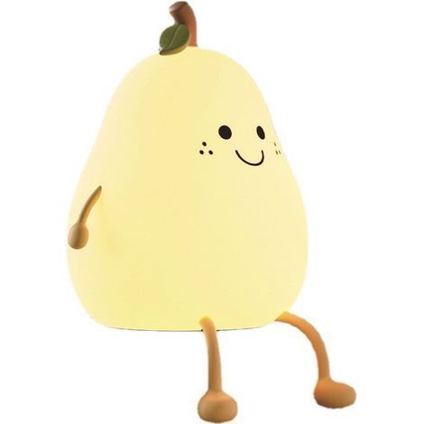 Veilleuse Enfant en Forme de Poire, Veilleuse Enfant Kawaii avec Fonction Minuterie, Rechargeable USB, Lampe pour Enfants en Silicone pour Salon, Chambre D'enfant, Chambre à Coucher [Classe énergétiqu (1/5)