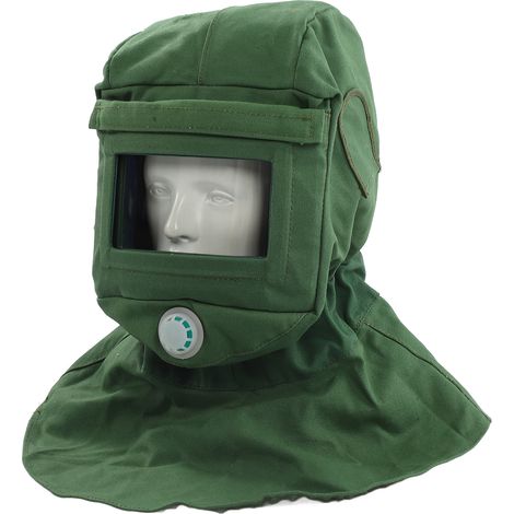 Capuche sablage visière aération anti-poussière en toile protection cou neck respirant résistant chaleur grattage (1/5)