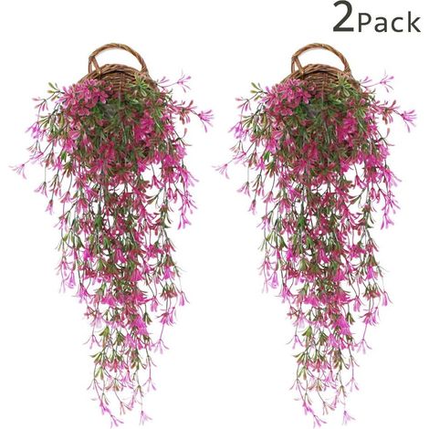 Plante artificielle (lot de 2) - Lierre artificiel, lierre grimpant, feuilles de lierre artificielles, glycine artificielle - Décorations de mariage et de garden-party - Rouge