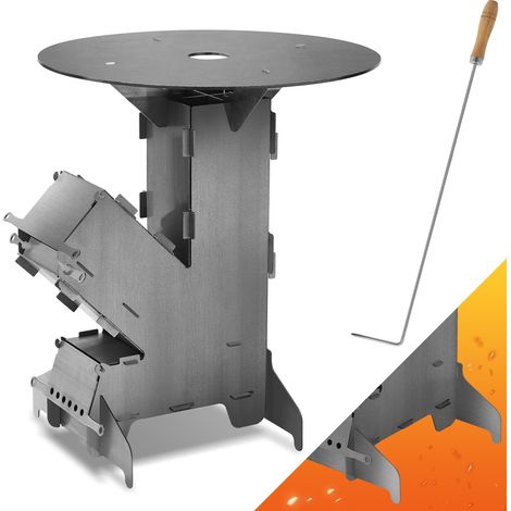 Wolketon Estufa Rocket con parrilla, estufa de leña para camping Camping para viajes Picnic Caza