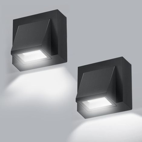 Lot de 2 appliques murales d'extérieur, LED COB 3 W, IP65, en aluminium, étanche 6 000 K, idéales [Classe énergétique E] (1/5)