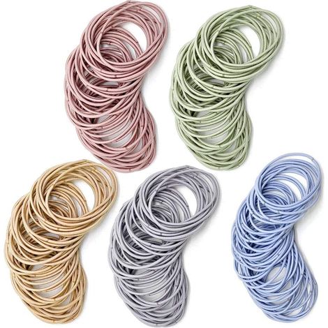 Lot de 00 élastiques à cheveux, 2 mm, pour queues de cheval, sans métal, doux et multicolores, pour femmes, filles et enfants. (1/5)
