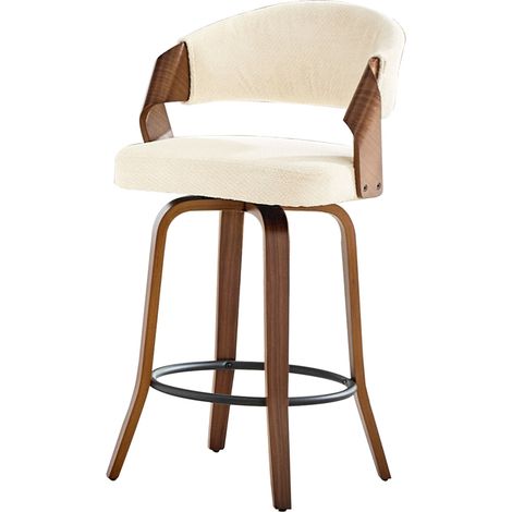 Set de 2 taburetes de bar con respaldo de madera y tapizado de tela 95 cm blanco MODENUIT (1/5)
