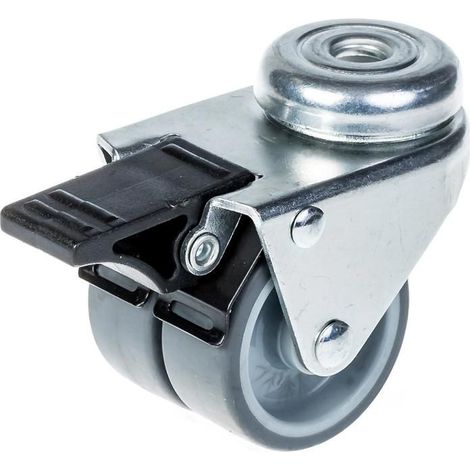 Roulette - Zhongshan Longway - 50mm - Gomma Grigia - Doppia - Freno Integrato - 70kg Capacità