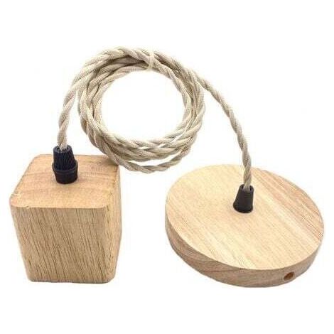 Douille de Suspension Support de Lampe Cordon Électrique et Monture de Plafonnier pour Bricolage de Luminaire en Bois avec Fil de 100cm Adapté, CarrÉ