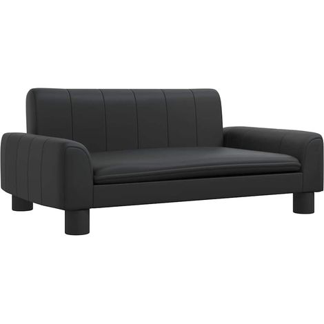 Lit pour chien noir 70x45x30 cm similicuir (1/5)