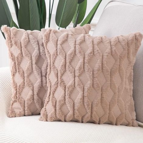 Set di 2 federe decorative in morbido velluto di lana a pelo corto, stile lussuoso, per divano e camera da letto, 45x45 cm, marrone. (1/4)