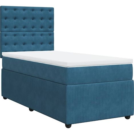 vidaXL Sommier à lattes de lit avec matelas bleu 90x190 cm velours